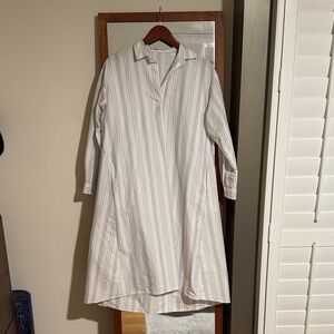 Long Sleeve White Striped Shirt Dress